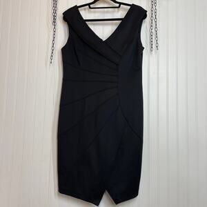SD Collection Black Sleeveless V-Neck Mini Bodycon Dress Size 12